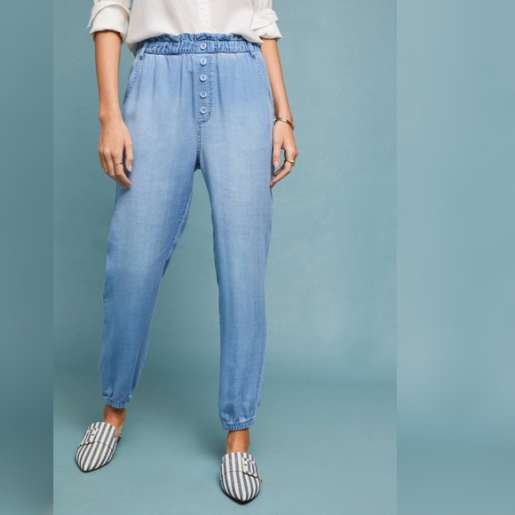 ❌SOLD❌Cloth & Stone Jetsetter Chambray Pants Blue - Picture 3 of 8